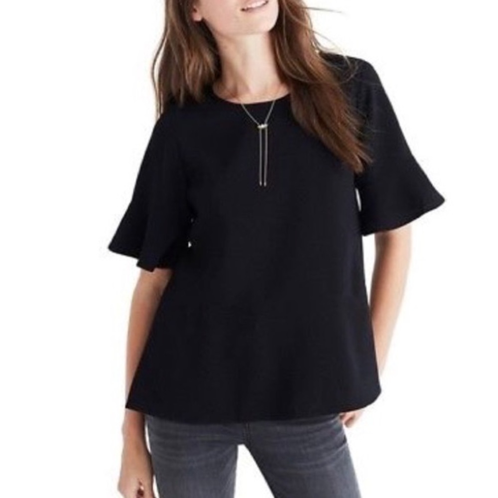 Madewell keyhole back, flare sleeve top